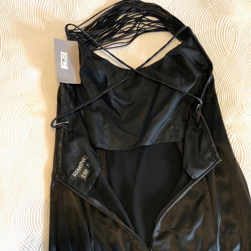 Rimini Long Luxurious Black Evening Gown Spaghetti Straps Size 8 - Picture 14 of 14